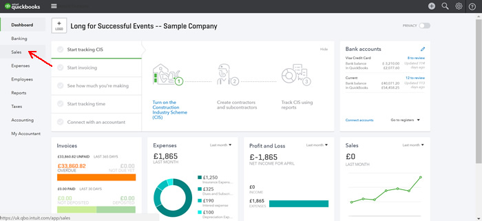 Creating a new invoice - step 1