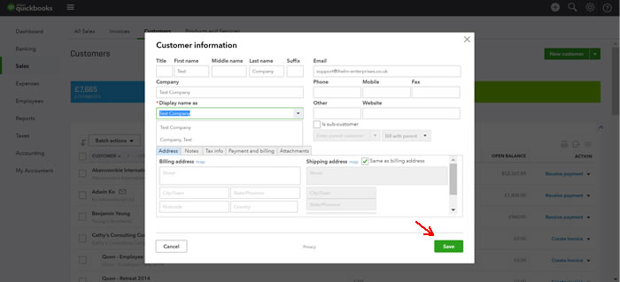 Editing a customer - step 4.2