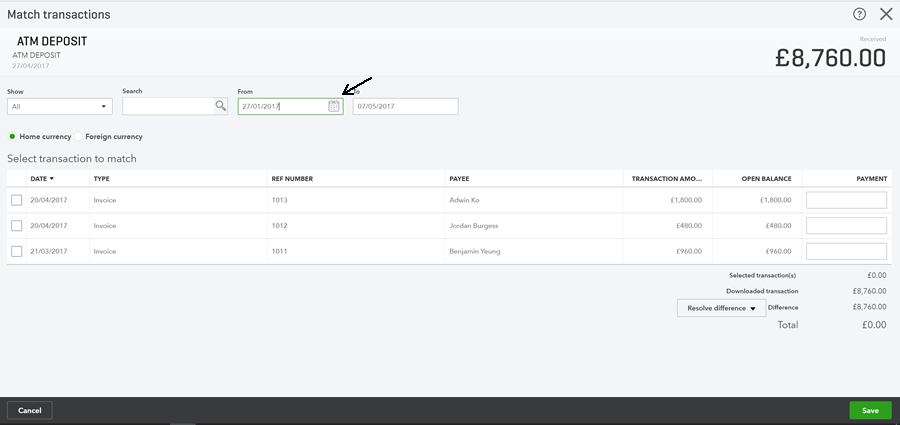 Paying an invoice - step 7