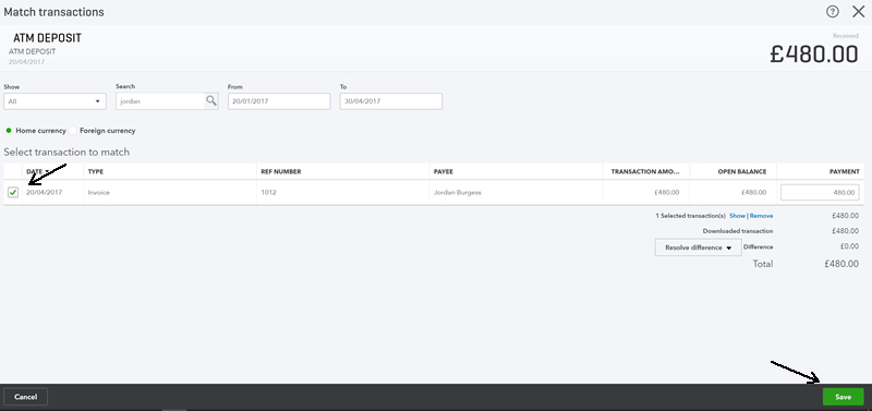 Paying an invoice - step 9